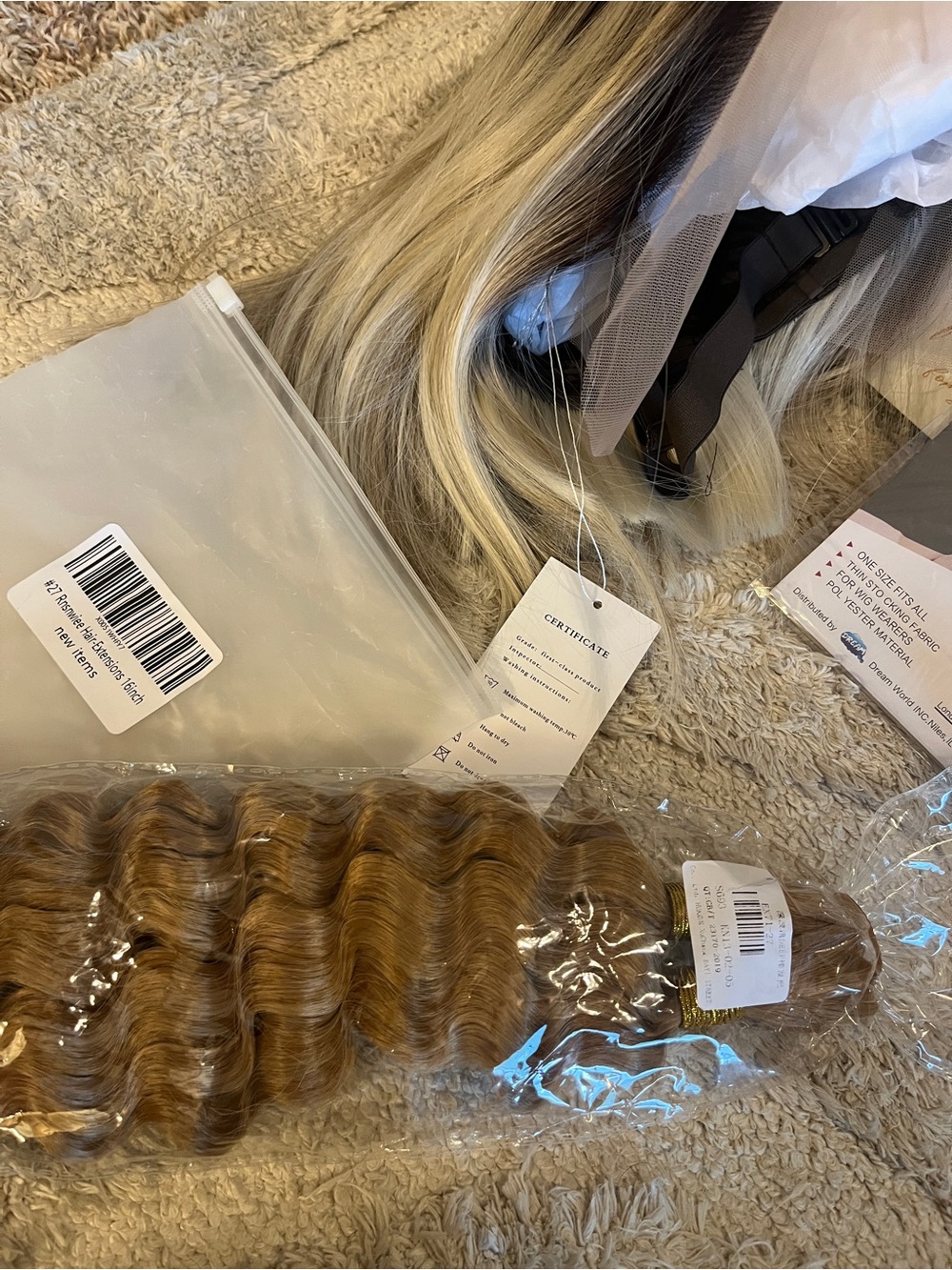 NWT Huge Assorted Hair Extensions & Wigs & Accessories both Human and Synthetic - Picture 12 of 13